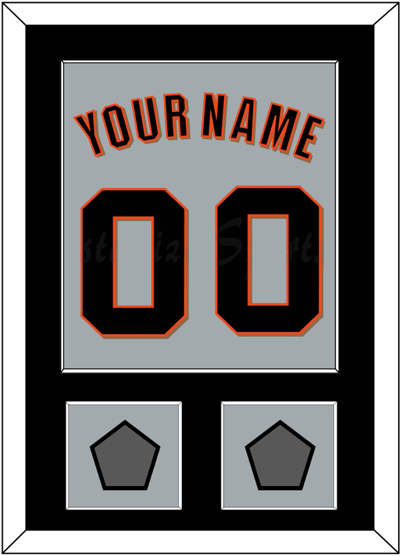 San Francisco Name, Number & 2 World Series Champions Patches - Road Gray (2010-2021) - Single Mat 3