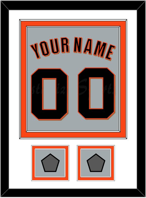 San Francisco Name, Number & 2 World Series Champions Patches - Road Gray (2010-2021) - Double Mat 1