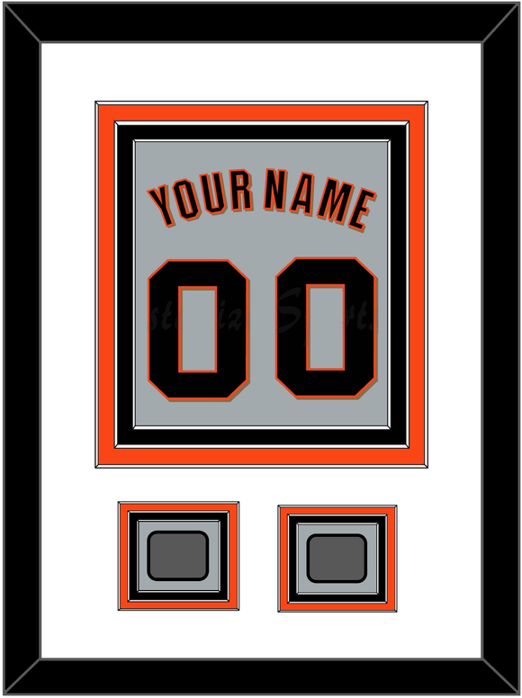 San Francisco Name, Number & 2 World Series Champions Patches - Road Gray (2010-2021) - Triple Mat 1