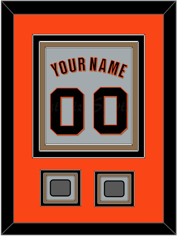 San Francisco Name, Number & 2 World Series Champions Patches - Road Gray (2010-2021) - Triple Mat 2