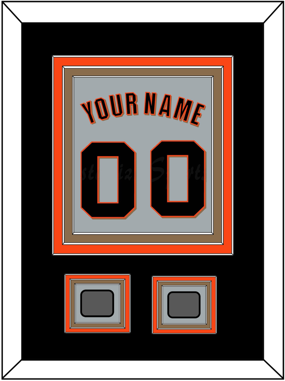 San Francisco Name, Number & 2 World Series Champions Patches - Road Gray (2010-2021) - Triple Mat 3