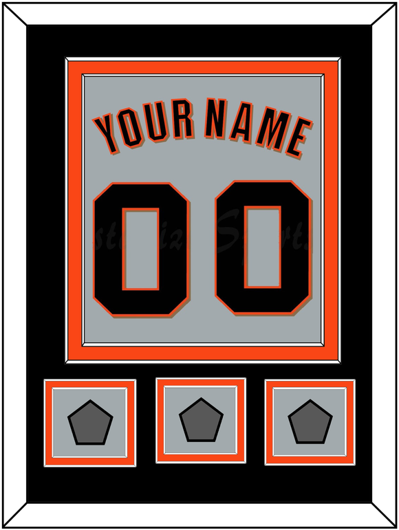 San Francisco Name, Number & 3 World Series Jersey Patches - Road Gray (2010-2021) - Double Mat 3