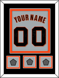 San Francisco Name, Number & 3 World Series Champions Patches - Road Gray (2010-2021) - Double Mat 3