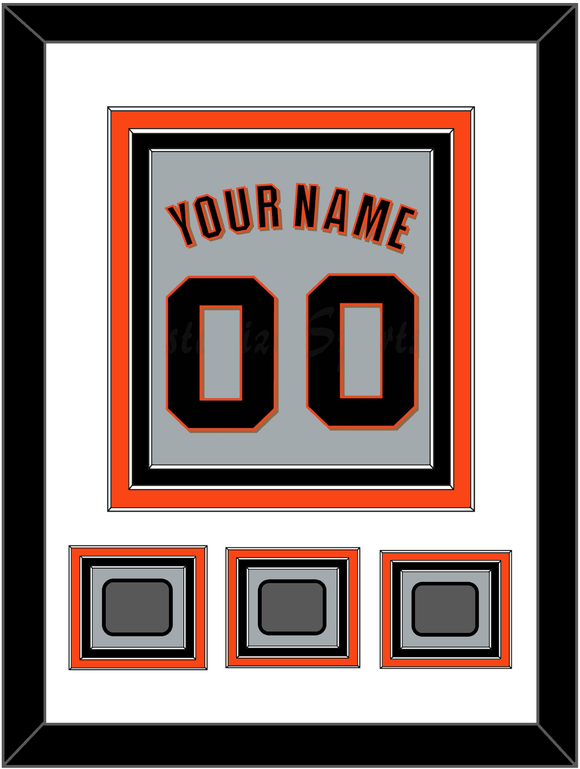 San Francisco Name, Number & 3 World Series Champions Patches - Road Gray (2010-2021) - Triple Mat 1