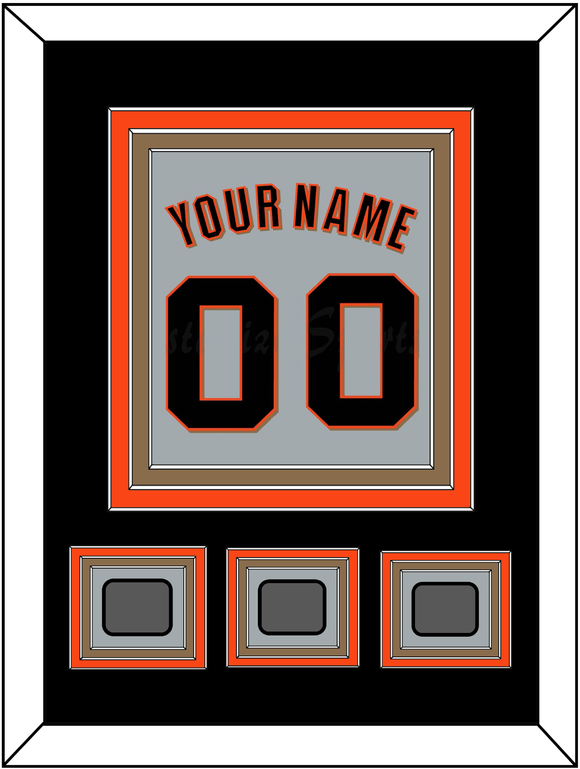 San Francisco Name, Number & 3 World Series Jersey Patches - Road Gray (2010-2021) - Triple Mat 3