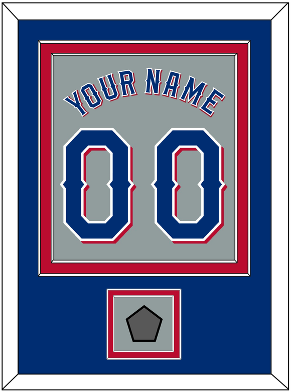 Texas Name & Number With World Series Champions Patch - Road Gray (2020-2023) - Double Mat 3