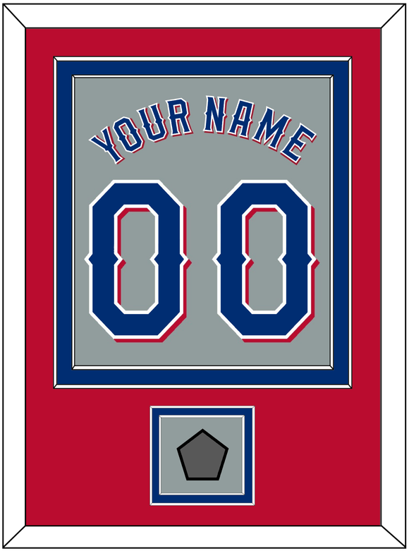 Texas Name & Number With World Series Champions Patch - Road Gray (2020-2023) - Double Mat 4