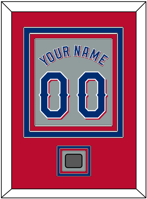 Texas Name & Number With World Series Champions Patch - Road Gray (2020-2023) - Triple Mat 3