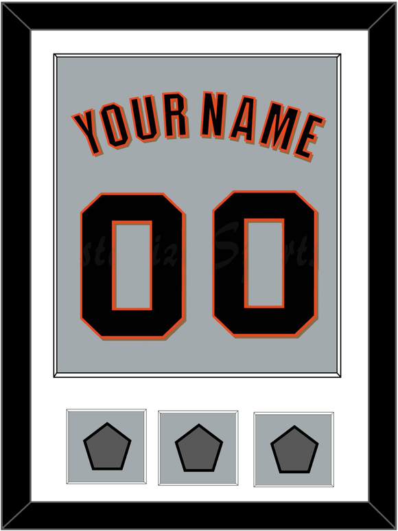 San Francisco Name, Number & 3 World Series Champions Patches - Road Gray (2010-2021) - Single Mat 1