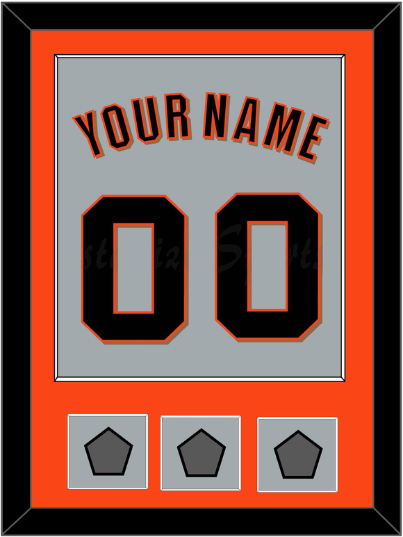 San Francisco Name, Number & 3 World Series Jersey Patches - Road Gray (2010-2021) - Single Mat 2