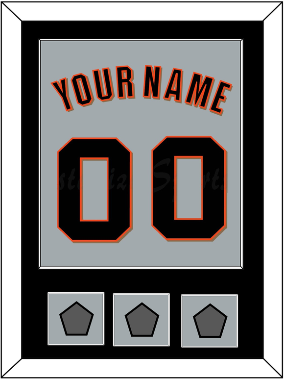 San Francisco Name, Number & 3 World Series Champions Patches - Road Gray (2010-2021) - Single Mat 3