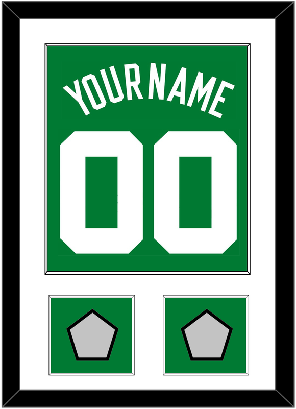 Boston Name & Number With 2 Trophy Patches - Road Green (1972-2018) - Single Mat 1