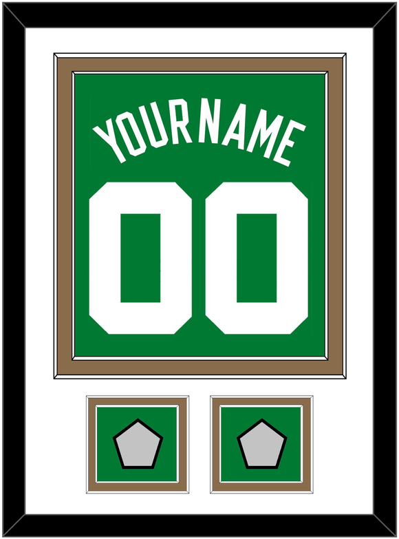 Boston Name & Number With 2 Trophy Patches - Road Green (1972-2018) - Double Mat 1
