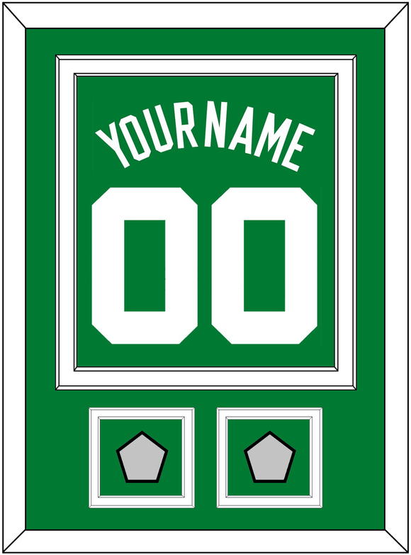 Boston Name & Number With 2 Trophy Patches - Road Green (1972-2018) - Double Mat 2