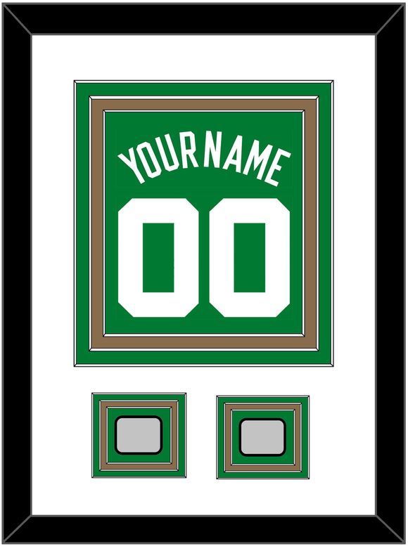 Boston Name & Number With 2 Trophy Patches - Road Green (1972-2018) - Triple Mat 1