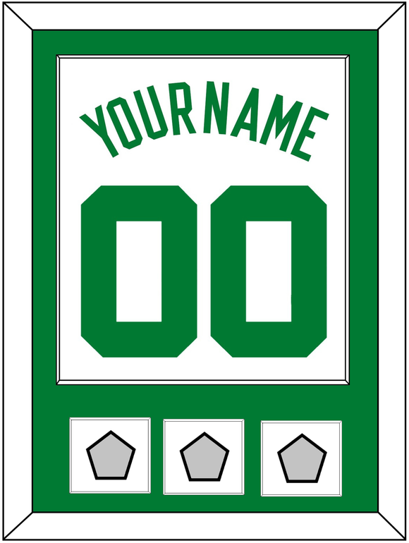 Boston Name & Number With 3 Trophy Patches - Home White (1972-2018) - Single Mat 1