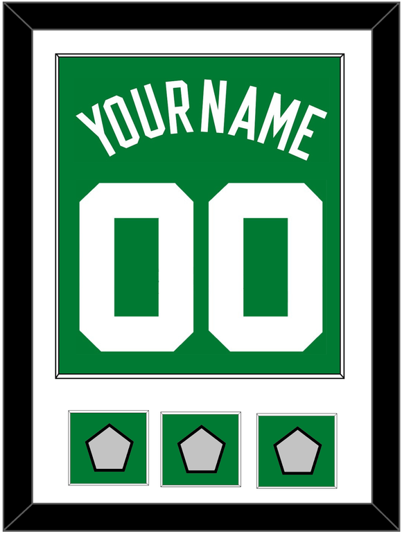 Boston Name & Number With 3 Trophy Patches - Road Green (1972-2018) - Single Mat 1