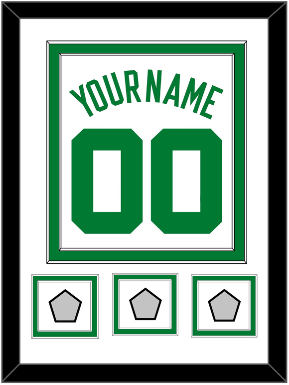 Boston Name & Number With 3 Trophy Patches - Home White (1972-2018) - Double Mat 1