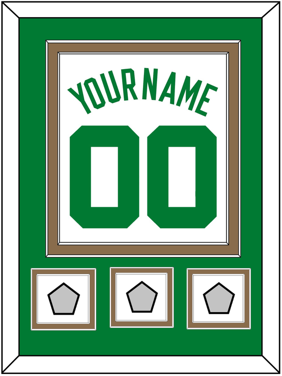 Boston Name & Number With 3 Trophy Patches - Home White (1972-2018) - Double Mat 2