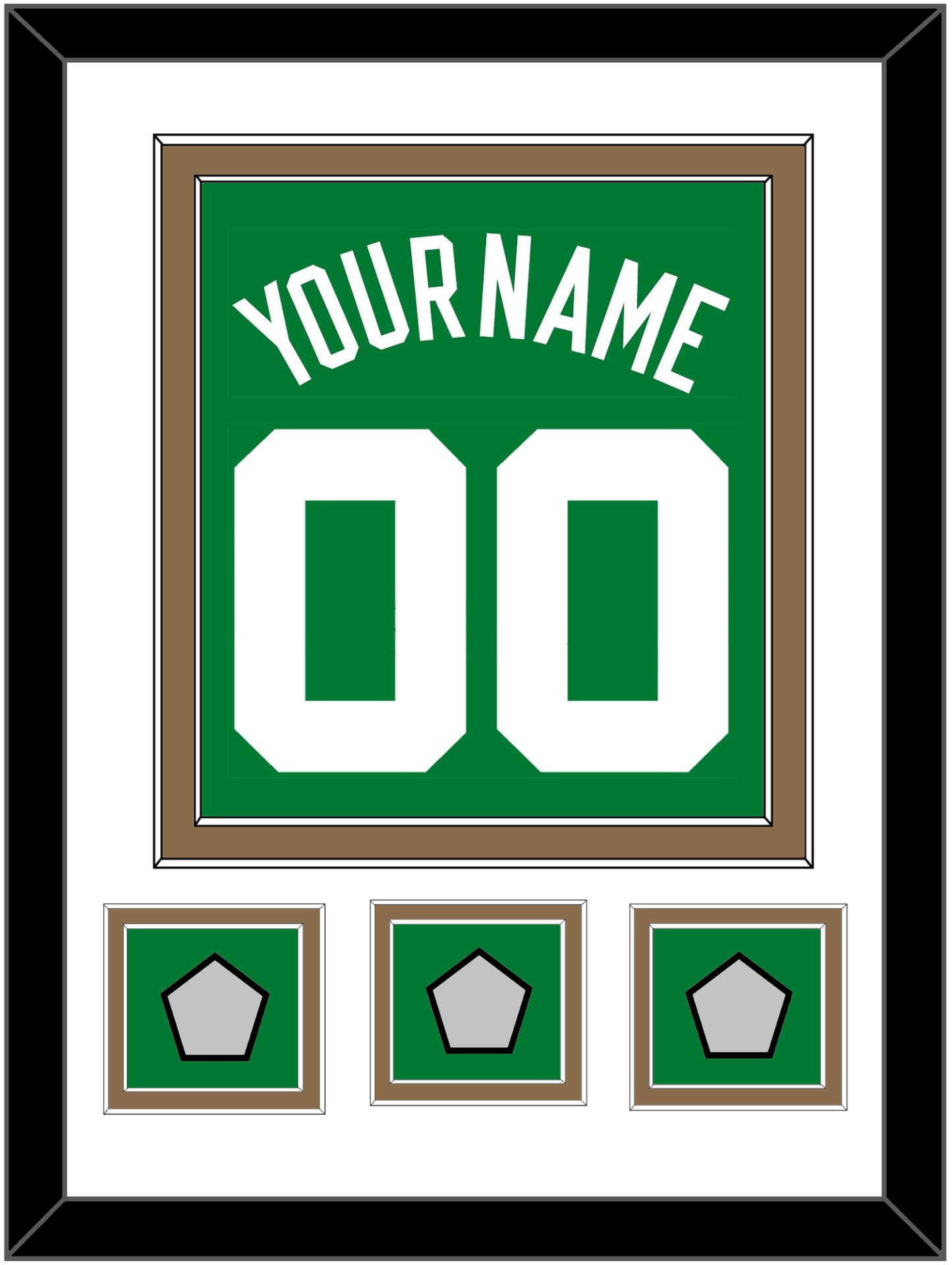 Boston Name & Number With 3 Trophy Patches - Road Green (1972-2018) - Signature Tier 1