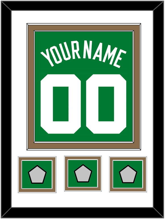 Boston Name & Number With 3 Trophy Patches - Road Green (1972-2018) - Double Mat 1