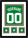 Boston Name & Number With 3 Trophy Patches - Road Green (1972-2018) - Double Mat 1