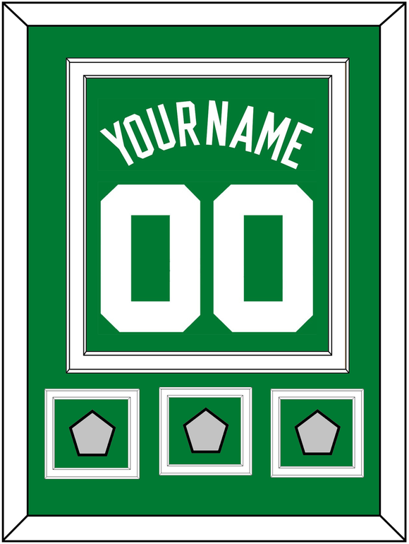 Boston Name & Number With 3 Trophy Patches - Road Green (1972-2018) - Double Mat 2