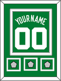 Boston Name & Number With 3 Trophy Patches - Road Green (1972-2018) - Double Mat 2