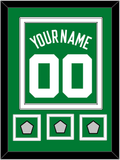 Boston Name & Number With 3 Trophy Patches - Road Green (1972-2018) - Double Mat 2