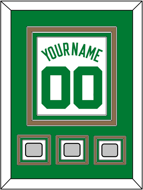 Boston Name & Number With 3 Trophy Patches - Home White (1972-2018) - Triple Mat 2