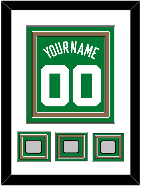 Boston Name & Number With 3 Trophy Patches - Road Green (1972-2018) - Triple Mat 1