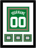 Boston Name & Number With 3 Trophy Patches - Road Green (1972-2018) - Triple Mat 1