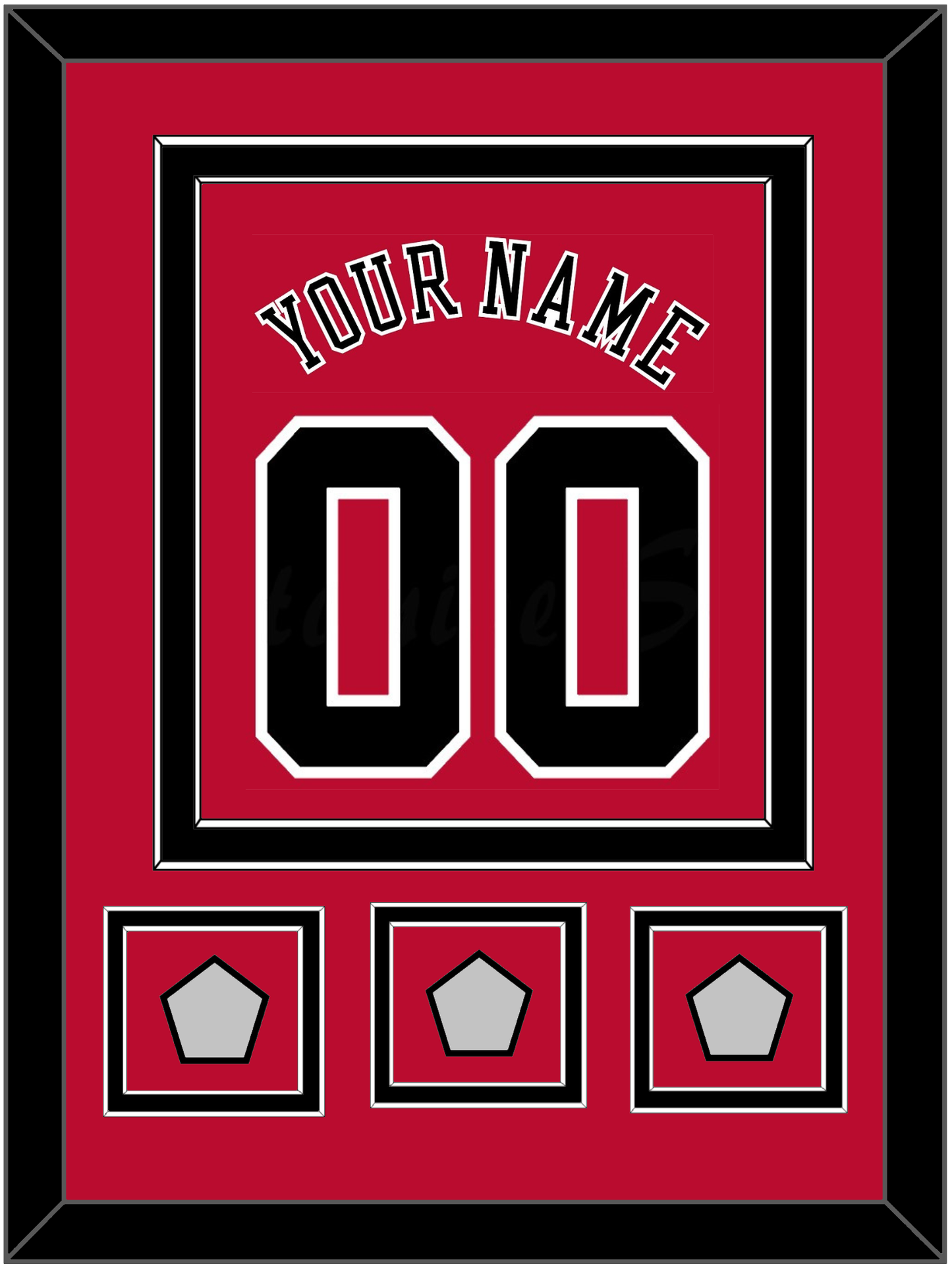 Chicago Name & Number With 3 Champions Trophy Patches - Road Red (1986-2017) - Signature Tier 2