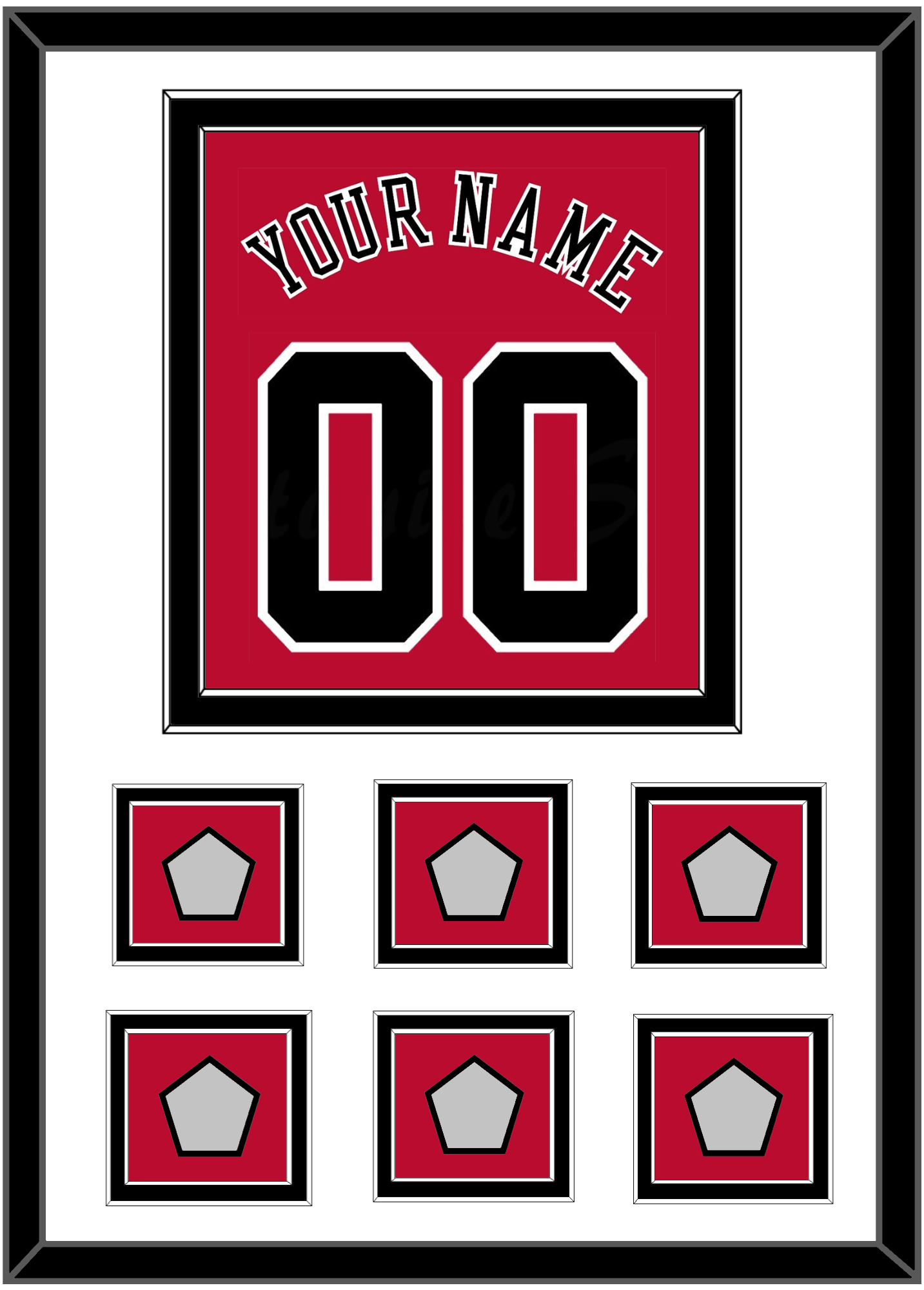 Chicago Name & Number With 6 Champions Trophy Patches - Road Red (1986-2017) - Signature Tier 1