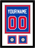 Detroit Name & Number With 2 Champions Trophy Patches - Road Blue (1981-1996) - Double Mat 1