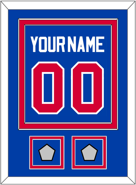 Detroit Name & Number With 2 Champions Trophy Patches - Road Blue (1981-1996) - Signature Tier 2