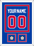 Detroit Name & Number With 2 Champions Patches - Road Blue (1981-1996) - Double Mat 2