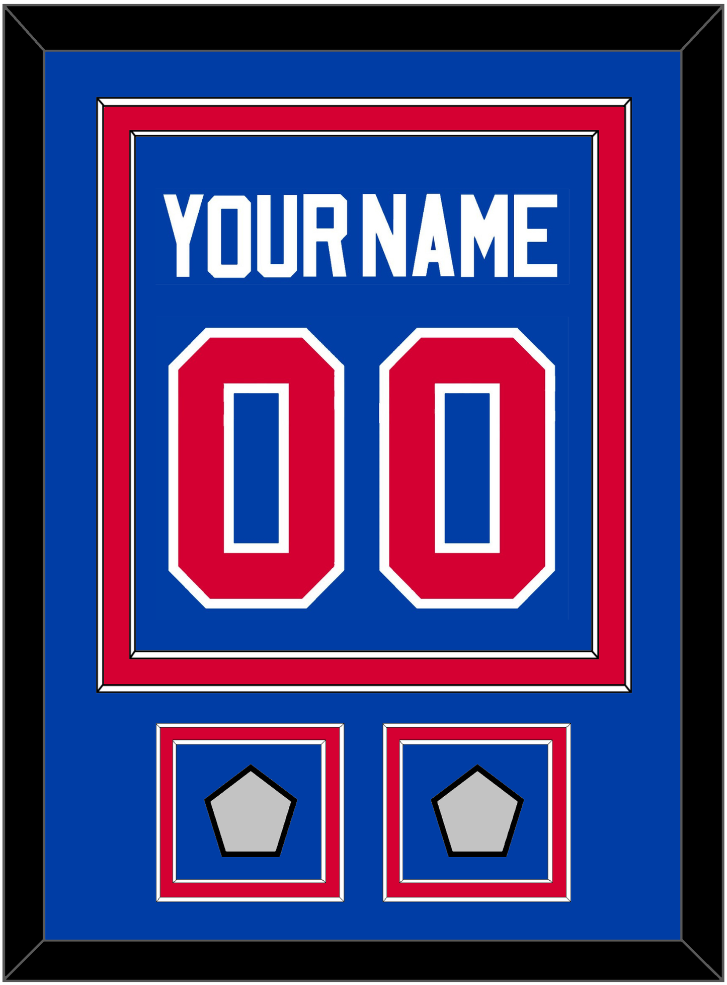 Detroit Name & Number With 2 Champions Patches - Road Blue (1981-1996) - Signature Tier 2