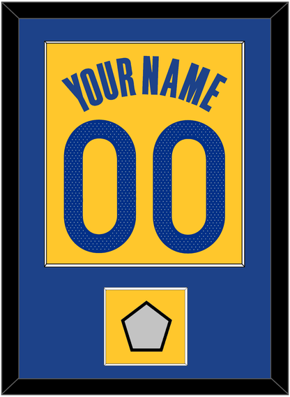 Golden State Name & Number With Champions Patch - Yellow Statement (2019-2022) - Essential Tier 2