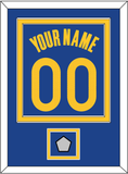 Golden State Name & Number With Champions Patch - Blue Icon - Double Mat 2