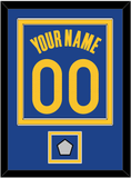 Golden State Name & Number With Champions Patch - Blue Icon - Double Mat 2