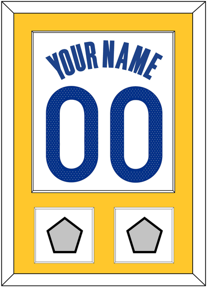 Golden State Name & Number With 2 Champions Patches - White Association - Essential Tier 2