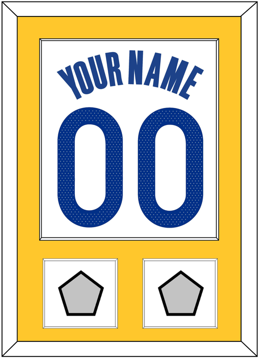 Golden State Name & Number With 2 Finals Patches - White Association - Essential Tier 2