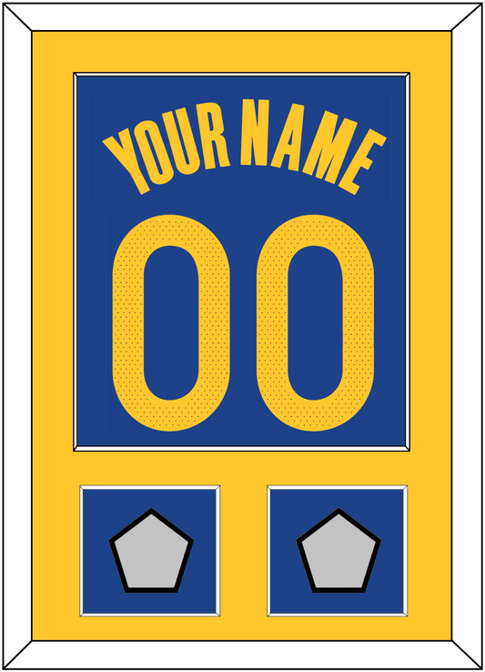 Golden State Name & Number With 2 Champions Patches - Blue Icon - Essential Tier 2