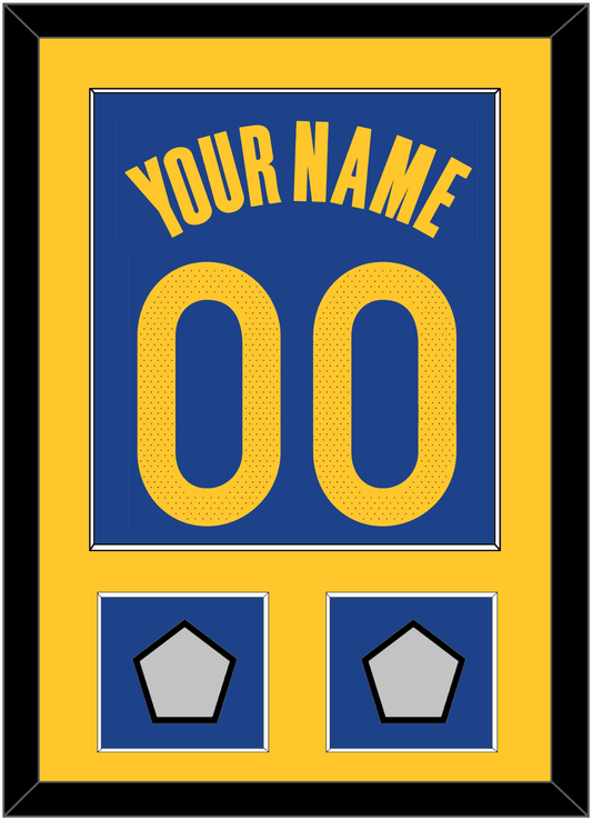 Golden State Name & Number With 2 Champions Patches - Blue Icon - Essential Tier 2