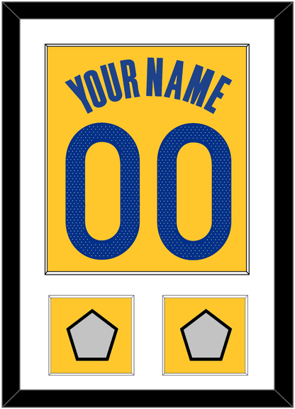 Golden State Name & Number With 2 Champions Patches - Yellow Statement (2019-2022) - Essential Tier 1