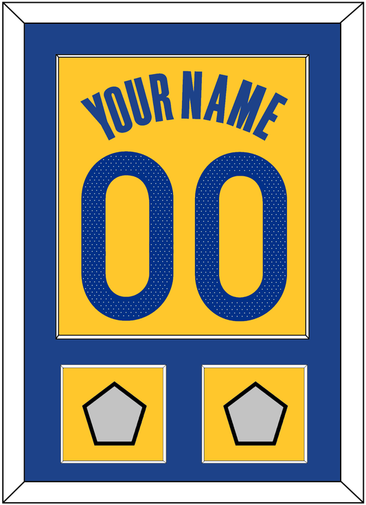 Golden State Name & Number With 2 Champions Patches - Yellow Statement (2019-2022) - Essential Tier 2
