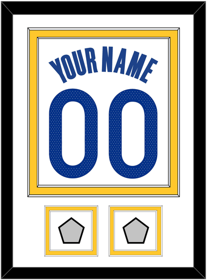 Golden State Name & Number With 2 Champions Patches - White Association - Signature Tier 1