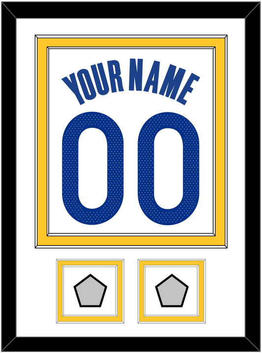 Golden State Name & Number With 2 Finals Patches - White Association - Signature Tier 1