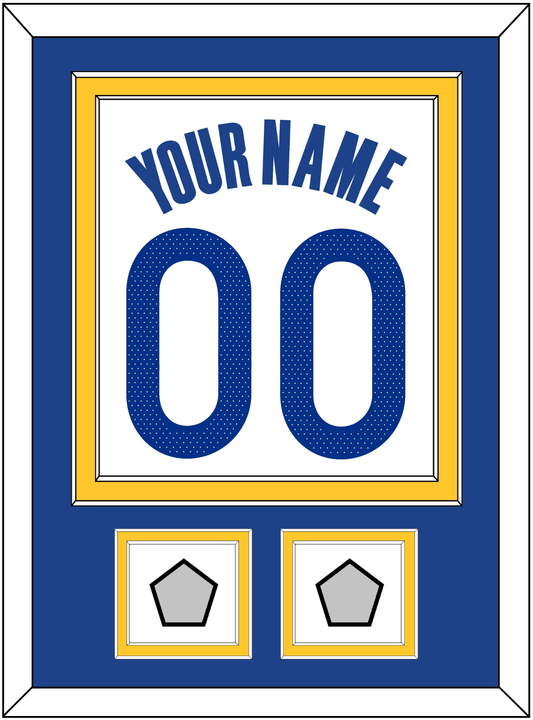 Golden State Name & Number With 2 Finals Patches - White Association - Signature Tier 2